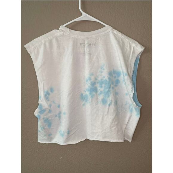 Pink Floyd Dark Side of the Moon Tie Dye Crop Top Raw Hem Size Large - GUC - Picture 2 of 7